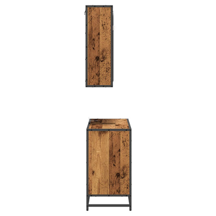 Badrumsmöbelset med låda 2 pcs Gammalt trä Konstruerat trä