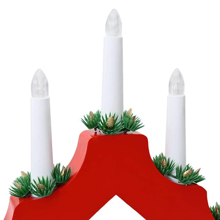 Jul ljusbrygga 3 pcs Röd 39.5 x 5 x 29 cm Massiv furu