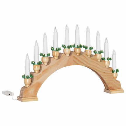 Julbåge med 10 LED-ljus Brun 47 x 5 x 29 cm Massiv furu