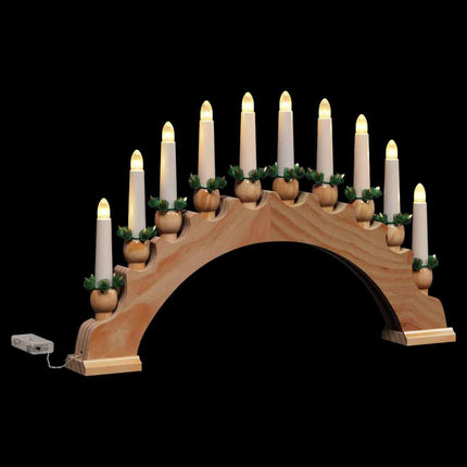 Julbåge med 10 LED-ljus Brun 47 x 5 x 29 cm Massiv furu