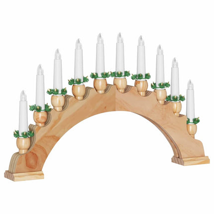 Julbåge med 10 LED-ljus Brun 47 x 5 x 29 cm Massiv furu