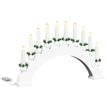 Julbåge med 10 LED-ljus Vit 47 x 5 x 29 cm Massiv furu