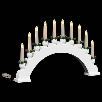 Julbåge med 10 LED-ljus Vit 47 x 5 x 29 cm Massiv furu