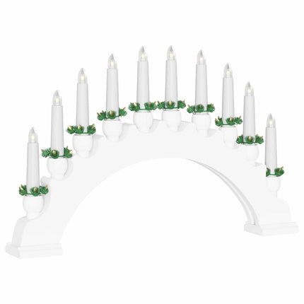 Julbåge med 10 LED-ljus Vit 47 x 5 x 29 cm Massiv furu