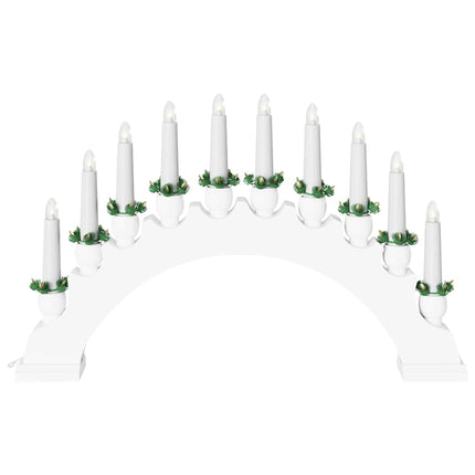 Julbåge med 10 LED-ljus Vit 47 x 5 x 29 cm Massiv furu