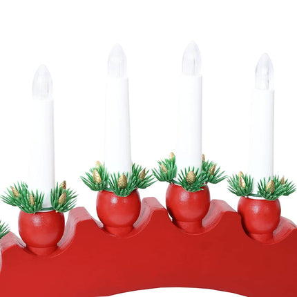 Julbåge med 10 LED-ljus 3 pcs Röd 47 x 5 x 29 cm Massiv furu