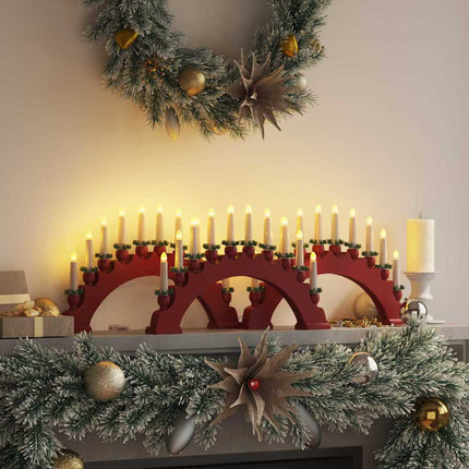 Julbåge med 10 LED-ljus 3 pcs Röd 47 x 5 x 29 cm Massiv furu