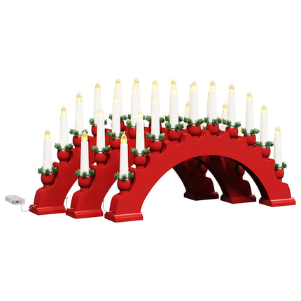 Julbåge med 10 LED-ljus 3 pcs Röd 47 x 5 x 29 cm Massiv furu
