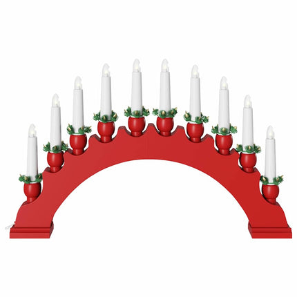 Julbåge med 10 LED-ljus 3 pcs Röd 47 x 5 x 29 cm Massiv furu