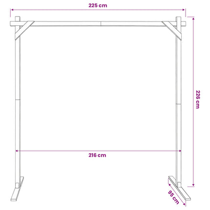 Bröllopsbåge Ljusbrun 225 x 95 x 226 cm Massiv furu