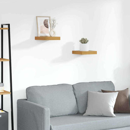 Vägg hylla 2 pcs Brun 23 x 23,5 x 4 cm Konstruerat trä