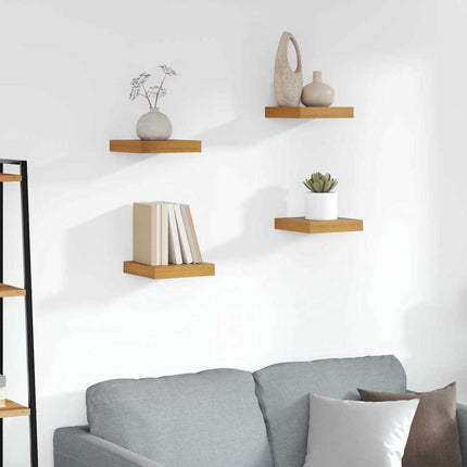 Vägg hylla 4 pcs Brun 23 x 23,5 x 4 cm Konstruerat trä