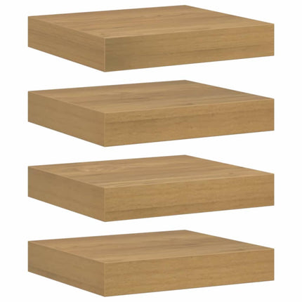 Vägg hylla 4 pcs Brun 23 x 23,5 x 4 cm Konstruerat trä