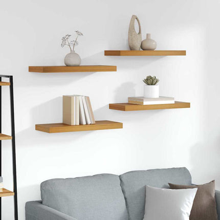 Vägg hylla 4 pcs Brun 60 x 23 x 4 cm Konstruerat trä