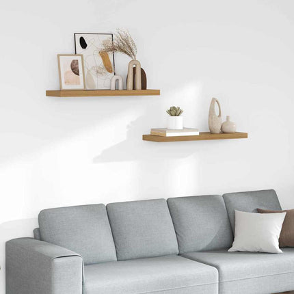 Vägg hylla 2 pcs Brun 90 x 23,5 x 4 cm Konstruerat trä