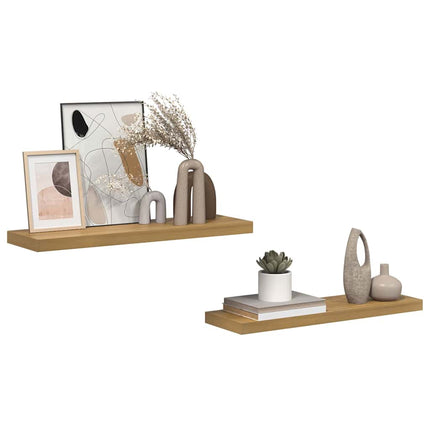 Vägg hylla 2 pcs Brun 90 x 23,5 x 4 cm Konstruerat trä