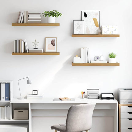 Vägg hylla 4 pcs Brun 90 x 23,5 x 4 cm Konstruerat trä