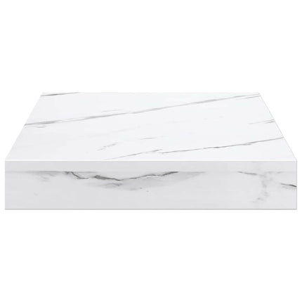 Vägg hylla Väggmonterat 2 st Vit marmor 23 x 23,5 x 3,8 cm