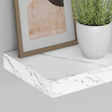 Vägg hylla 4 pcs Vit marmor 23 x 23,5 x 4 cm Konstruerat trä
