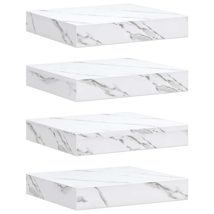 Vägg hylla 4 pcs Vit marmor 23 x 23,5 x 4 cm Konstruerat trä