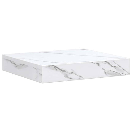Vägg hylla 4 pcs Vit marmor 23 x 23,5 x 4 cm Konstruerat trä