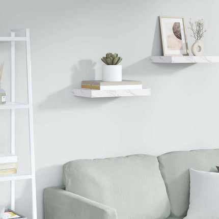 Vägg hylla Vit marmor 40 x 23,5 x 4 cm Konstruerat trä