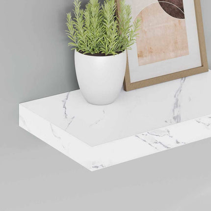 Vägg hylla 2 pcs Vit marmor 40 x 23,5 x 4 cm Konstruerat trä