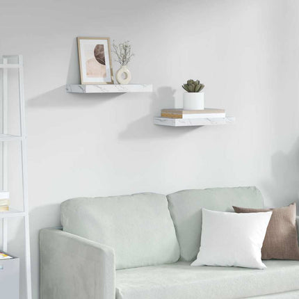 Vägg hylla 2 pcs Vit marmor 40 x 23,5 x 4 cm Konstruerat trä
