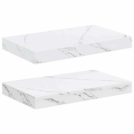 Vägg hylla 2 pcs Vit marmor 40 x 23,5 x 4 cm Konstruerat trä