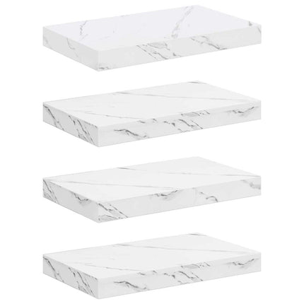 Vägg hylla 4 pcs Vit marmor 40 x 23,5 x 4 cm Konstruerat trä