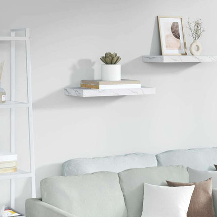Vägg hylla Vit marmor 50 x 23 x 4 cm Konstruerat trä