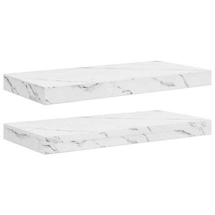 Vägg hylla 2 pcs Vit marmor 50 x 23,5 x 4 cm Konstruerat trä