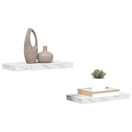Vägg hylla 2 pcs Vit marmor 50 x 23,5 x 4 cm Konstruerat trä