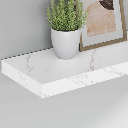 Vägg hylla 2 pcs Vit marmor 60 x 23,5 x 4 cm Konstruerat trä
