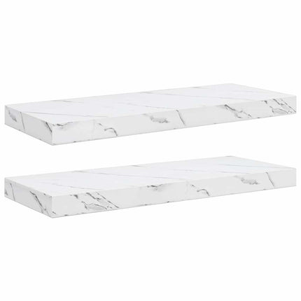 Vägg hylla 2 pcs Vit marmor 60 x 23,5 x 4 cm Konstruerat trä