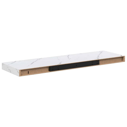 Vägg hylla 4 pcs Vit marmor 80 x 23,5 x 4 cm Konstruerat trä