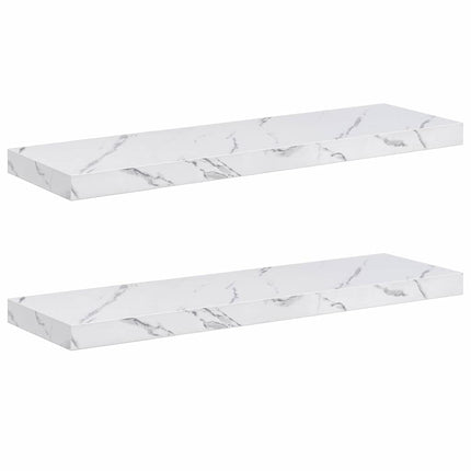 Vägg hylla Väggmonterat 2 st Vit marmor 90 x 23,5 x 3,8 cm