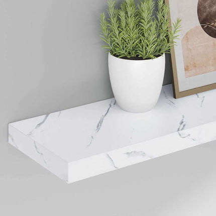 Vägg hylla 4 pcs Vit marmor 90 x 23,5 x 4 cm Konstruerat trä