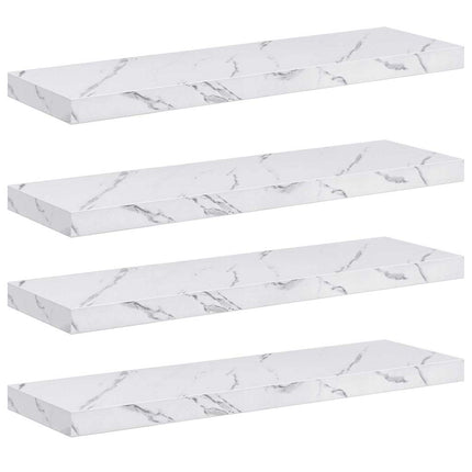 Vägg hylla 4 pcs Vit marmor 90 x 23,5 x 4 cm Konstruerat trä