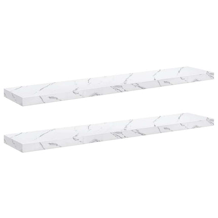 Vägg hylla 2 pcs Vit marmor 120 x 23,5 x 4 cm Konstruerat trä