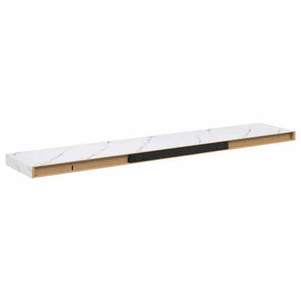 Vägg hylla 2 pcs Vit marmor 120 x 23,5 x 4 cm Konstruerat trä