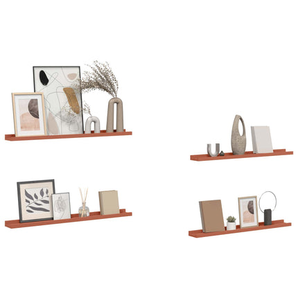 Vägg hylla med hylla 4 pcs Röd 80 x 9 x 3 cm Konstruerat trä