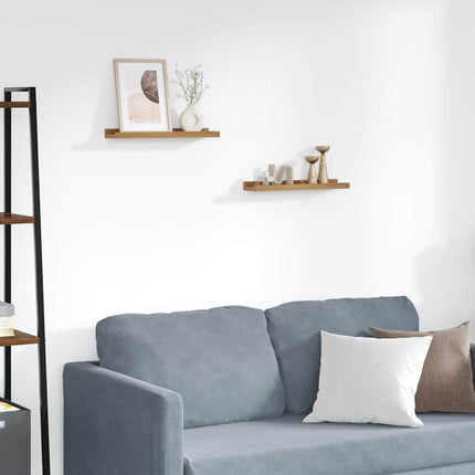 Vägg hylla med hylla 2 pcs Brun 40 x 9 x 3 cm Konstruerat trä