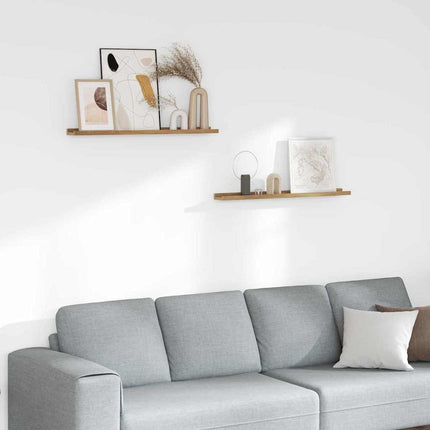 Vägg hylla med hylla 2 pcs Brun 80 x 9 x 3 cm Konstruerat trä