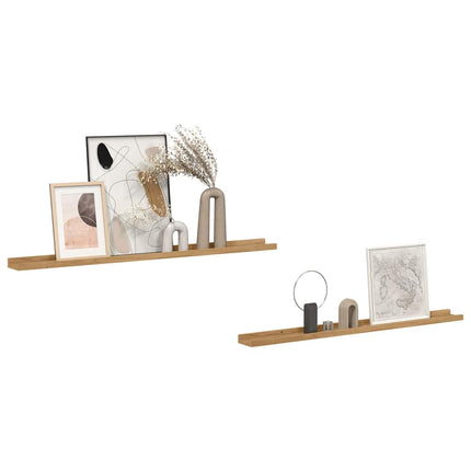 Vägg hylla med hylla 2 pcs Brun 100 x 9 x 3 cm Konstruerat trä