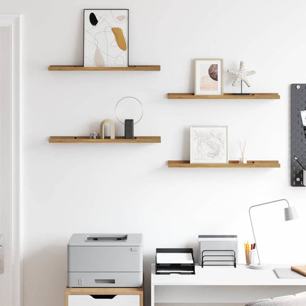 Vägg hylla med hylla 4 pcs Brun 60 x 9 x 3 cm Konstruerat trä