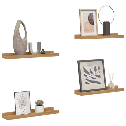 Vägg hylla med hylla 4 pcs Brun 60 x 9 x 3 cm Konstruerat trä