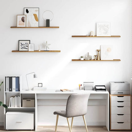 Vägg hylla med hylla 4 pcs Brun 100 x 9 x 3 cm Konstruerat trä