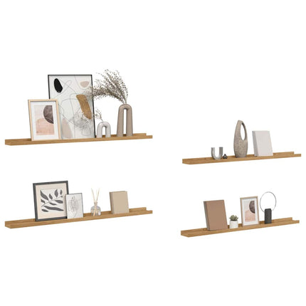 Vägg hylla med hylla 4 pcs Brun 100 x 9 x 3 cm Konstruerat trä