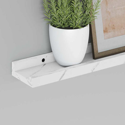 Vägg hylla 2 pcs Vit marmor 40 x 9 x 3 cm Konstruerat trä